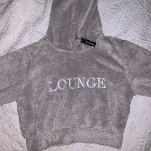 Frosted Gray Teddy Cropped Hoodie